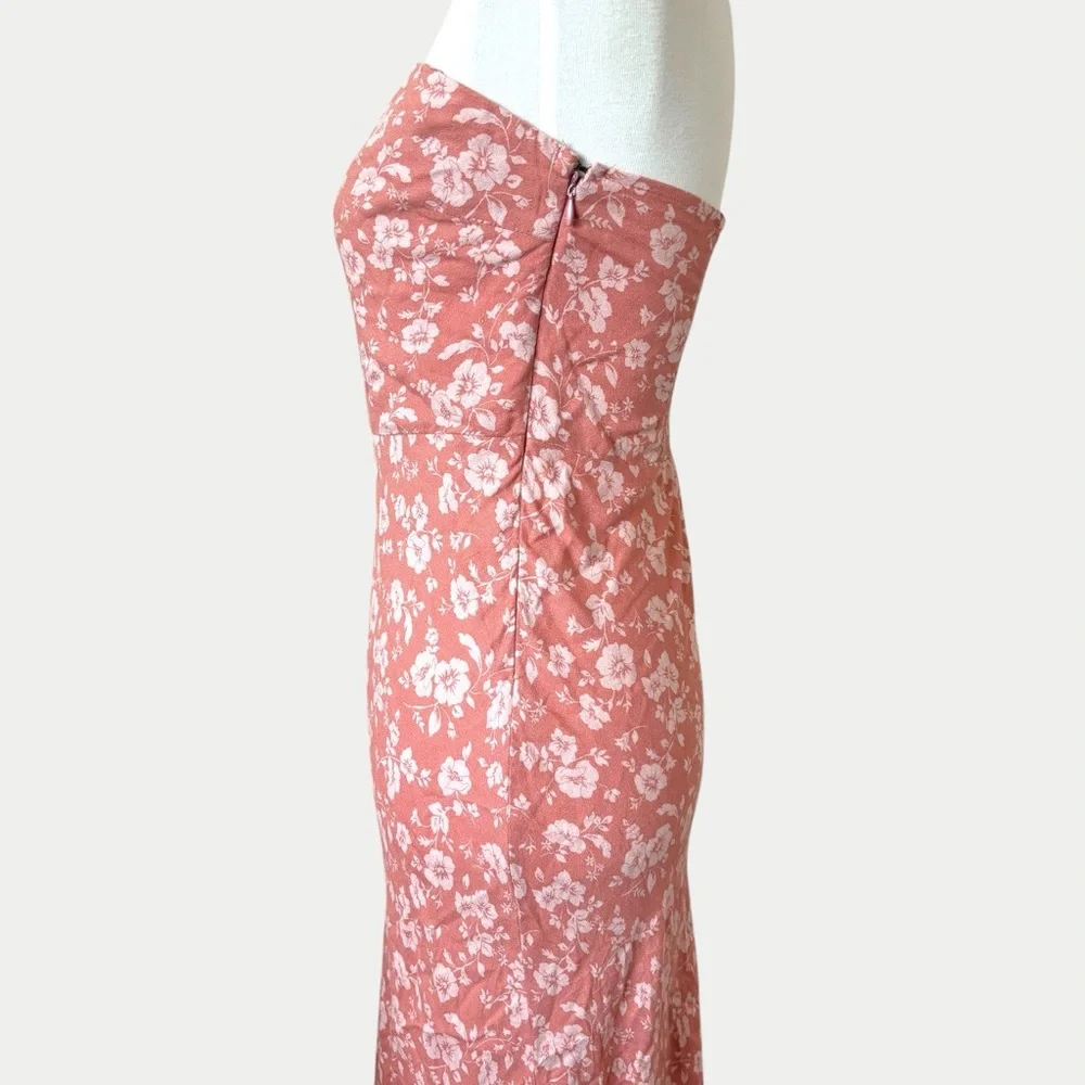 Aeropostal Summer Floral boho Strapless Coral Maxi Dress Size Medium - Picture 4 of 6